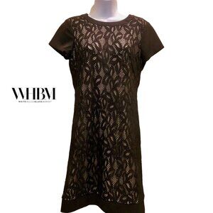 White House Black Market Black Lace Overlay Dress, Sz 4
